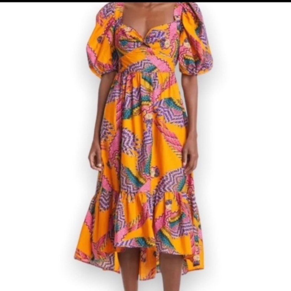 Farm Rio Macaw Print Puff Sleeve Dress